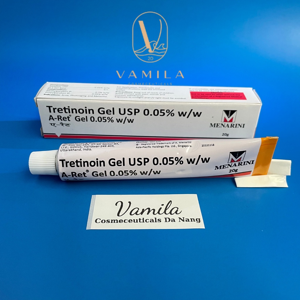 Tretinoin Aret gel 0.1% - 0.05% - 0.025% (20g) - tretinol giảm mụn, chống lão hóa (tre Ấn Độ chính hãng)