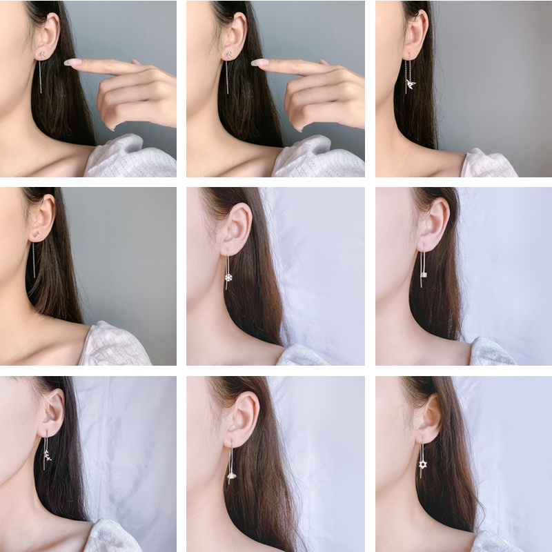 Bông Tai Mạ Bạc 925 Thời Trang Hàn Quốc Xinh Xắn Cho Nữ