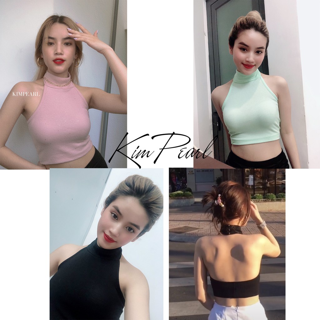 Áo Yếm Cổ Lọ Chất Thun Gân Hàng Đẹp Freesize - Hàng Gia Công Made By Kimpearlly