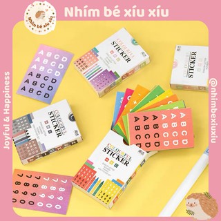 Set 48 tấm sticker chữ cái ABC, số đếm, ký tự nhiều màu trang trí sổ tay VT247