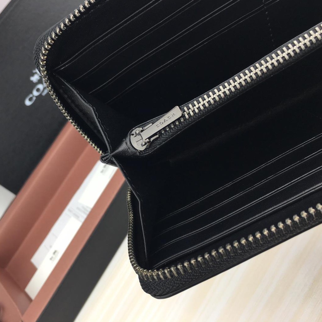 Ví dài COACH F58316 kẻ sọc có khóa kéo thời trang cho nam