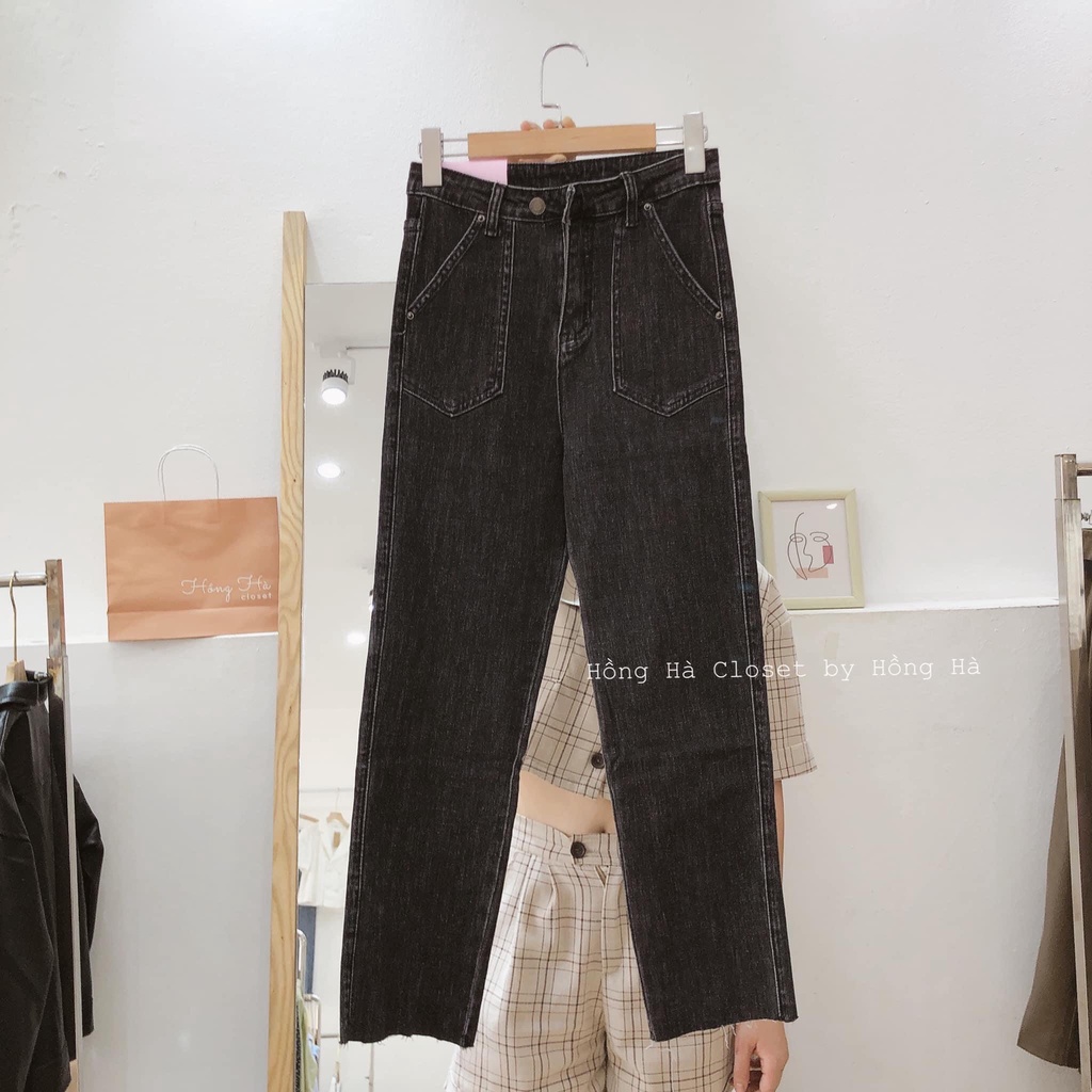 Quần jeans cạp cao ống đứng - mã 3529 hàng QC