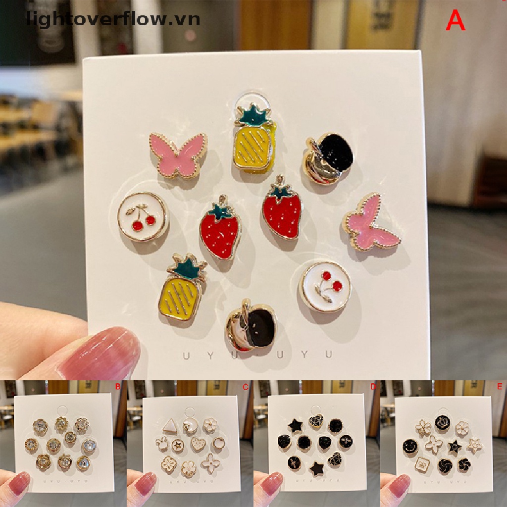 Set 10 Khuy Măng Sét Cài Cổ Áo Đính Ngọc Trai Trang Trí Dành Cho Nữ