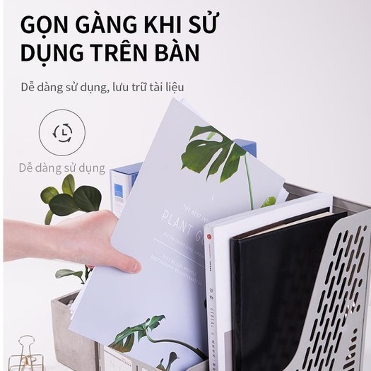 [Mã LIFEDELI20K5 giảm 20K đơn 0Đ] Giá tài liệu 3 ngăn đứng Deli - nhựa PP - Ghi xám - E9845