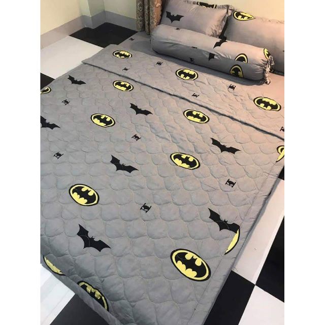 [Nệm 1m6x2m] Bộ chăn ga poly BatMan 5 món Sang Trọng chất liệu đẹp – chăn ga làm quà tặng – bộ chăn ga 5 món siêu mát