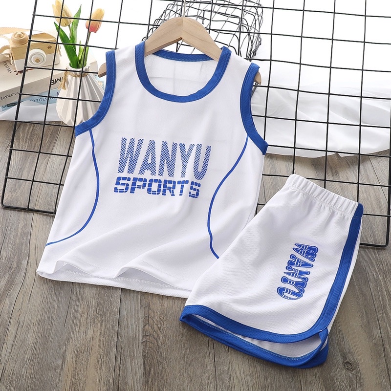 Quần áo trẻ em, Bộ 3 lỗ thể thao chất thông hơi hàng quảng châu cho bé trai