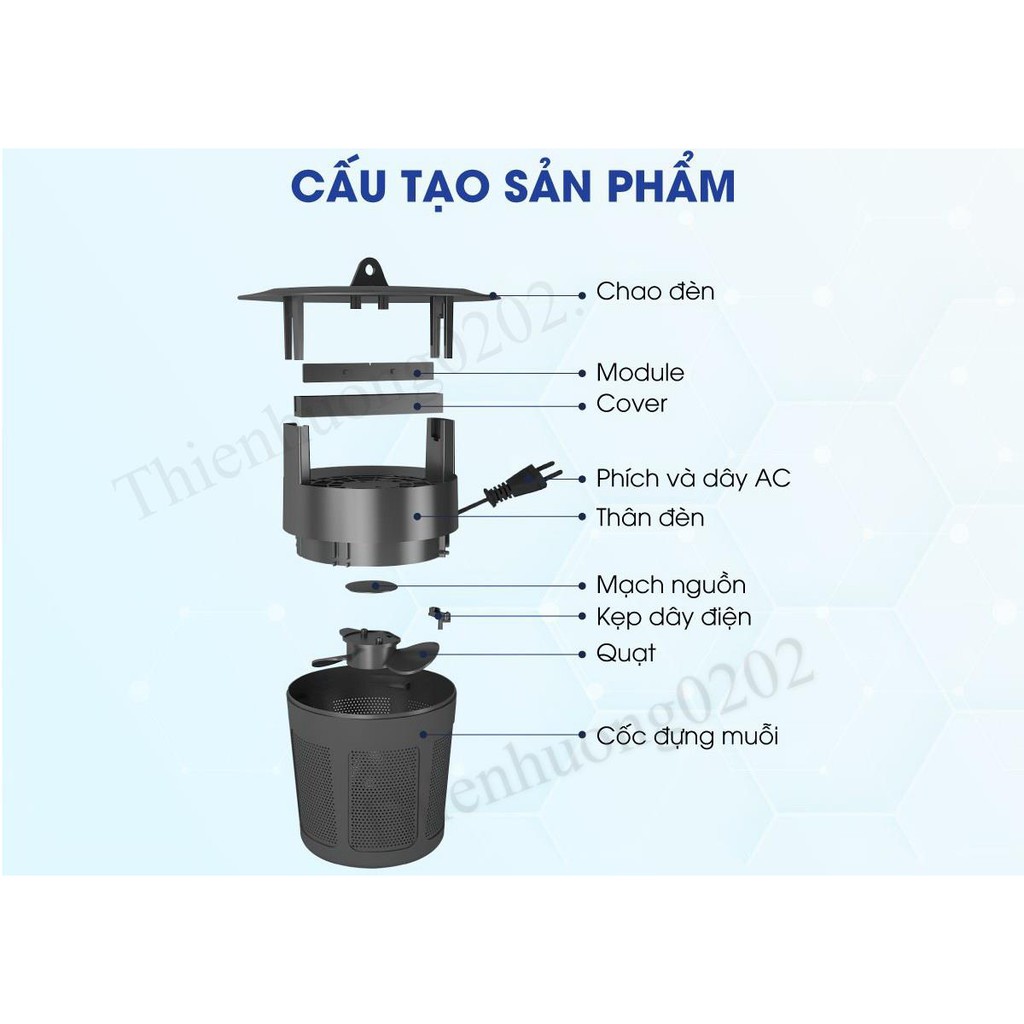 Đèn Bắt Muỗi Thông Minh - Đèn Bẫy Muỗi Rạng Đông Cao Cấp 5W Không Sử Dụng Hóa Chất, An Toàn, Hiệu Quả Cao