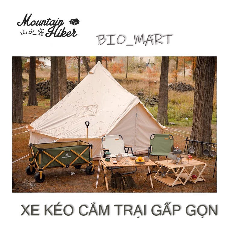 Xe kéo, đẩy du lịch, cắm trại, dã ngoại mini gấp gon thương hiệu MountainHiker nội địa Trung- Tải trọng 200kg