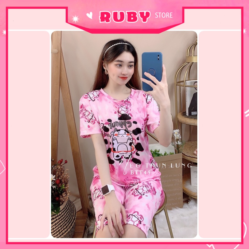 Đồ bộ Bò Sữa nữ mặc nhà Free Size Dưới 47KG chất thun mềm mịn ❤ Rubystorevn