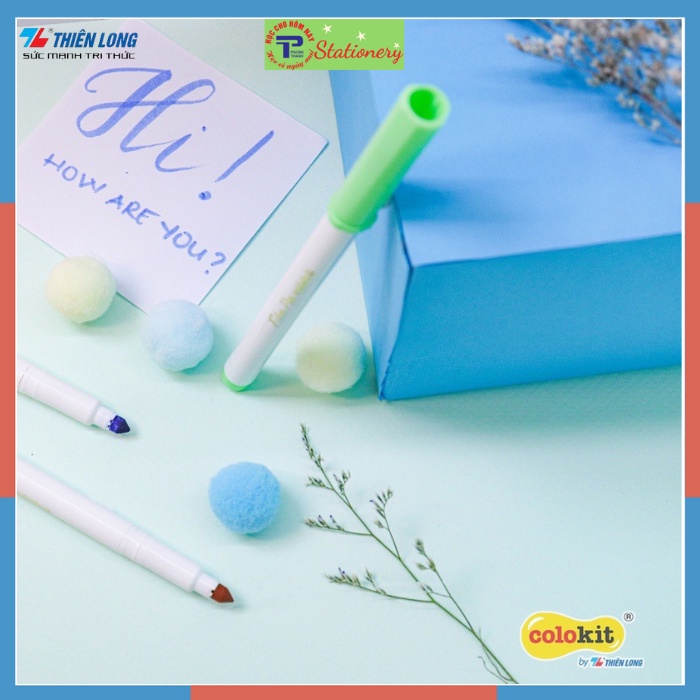 Bút lông, bút dạ fiber pen 20 màu pastel, Bút lông màu rửa được, màu Pastel Washable Thiên Long Colokit SWM-C008
