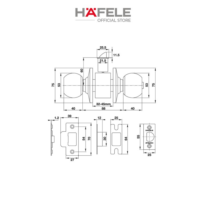 Bộ khóa 4 ổ khóa tròn và chìa chủ HAFELE - 489.93.253