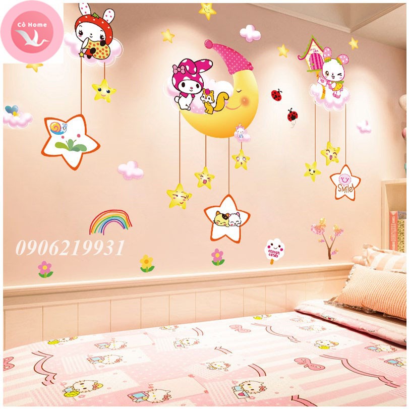 Tranh decal dán tường cho bé - Động Vật + Đoàn Tàu- Trang Trí Phòng ngủ