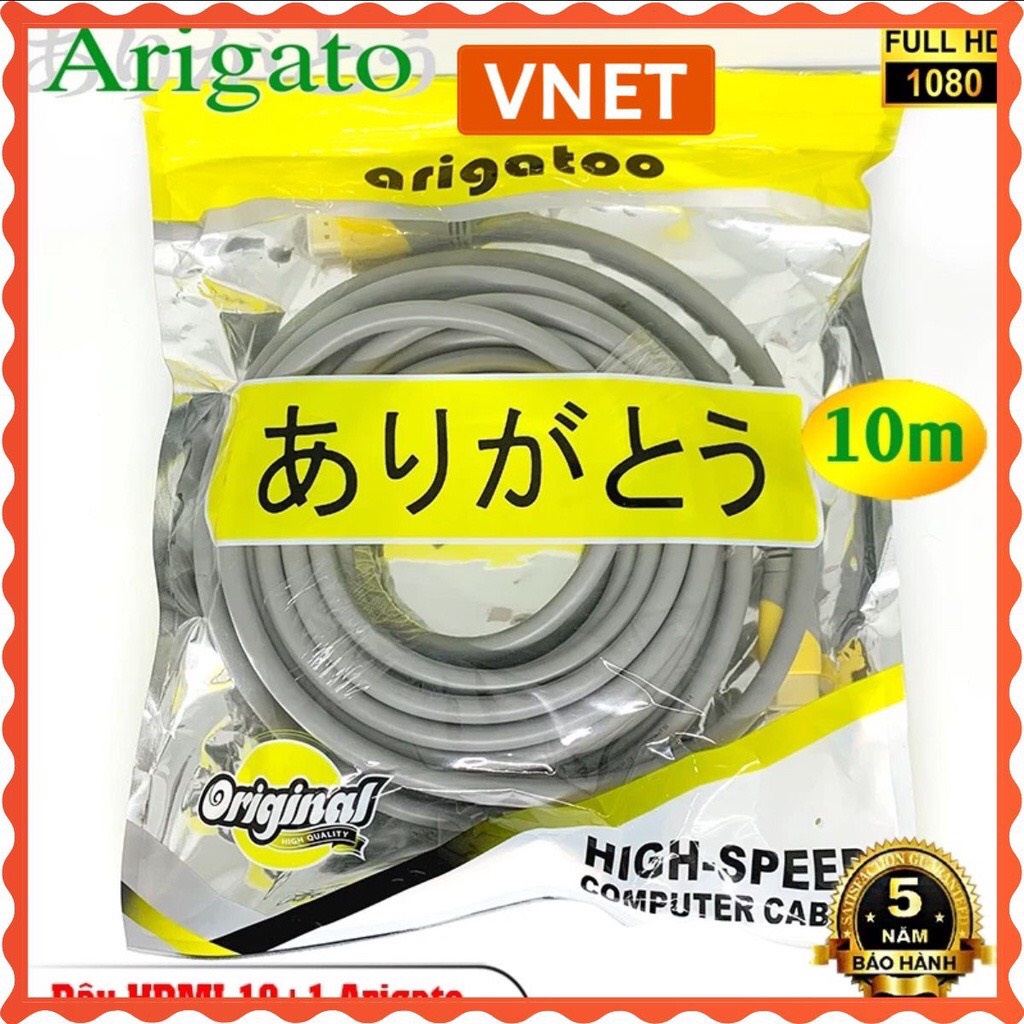Cáp HDMI ARIGATO 1.5m- 3m- 5m-10m- 15M- 20M lõi đồng HDTV 4K*2K  - Dây HDMI To HDMI tròn chuẩn FULL HD 1080p