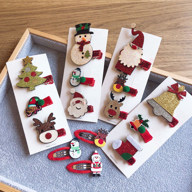 Bộ 5 Kẹp Tóc Phong Cách Giáng Sinh Đáng Yêu Cho Bé Gái