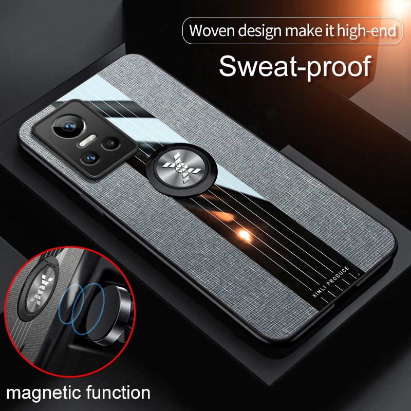 Ốp Điện Thoại Vải Cotton Mềm Nhám Sang Trọng Có Vòng Đỡ Nam Châm Cho Realme GT Neo3 2 3T GT Master Edition Q3 Pro Carnival 8 8S C20 C11 2021