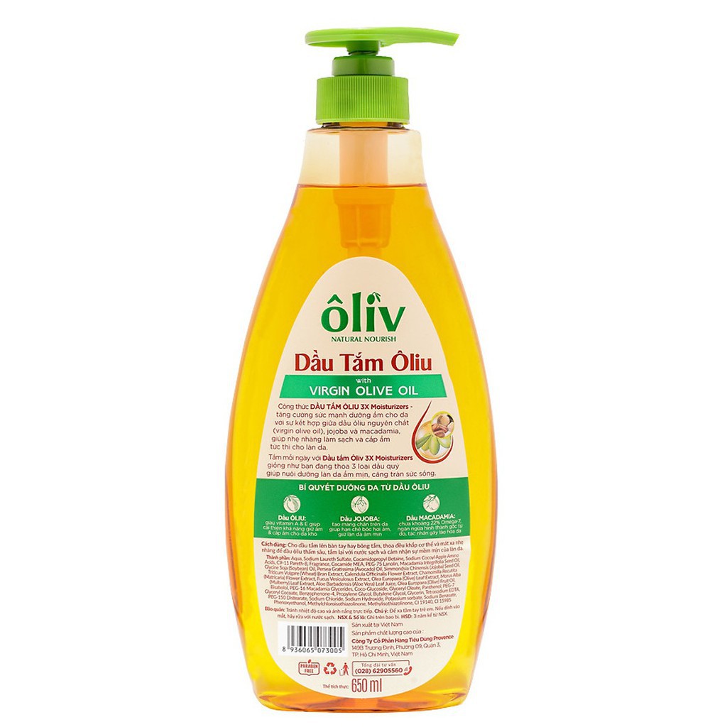 Dầu Tắm Oliv Natural Nourish Virgin Olive Oil Provence 650ml