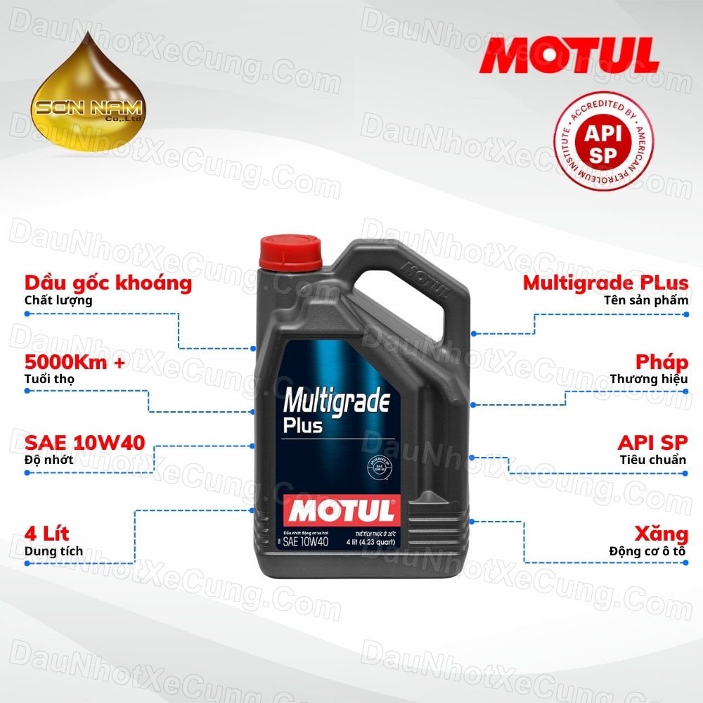 Dầu nhớt motul 10w40 SP ô tô Multigrade Plus 15W40 API SP 4L Máy Xăng