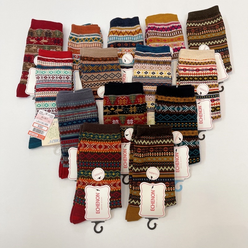 Tất cổ cao nam nữ vớ thổ cẩm cao cấp chất len giữ ấm chân phong cách vintage thời trang hàn quốc MRSOCKS VC047
