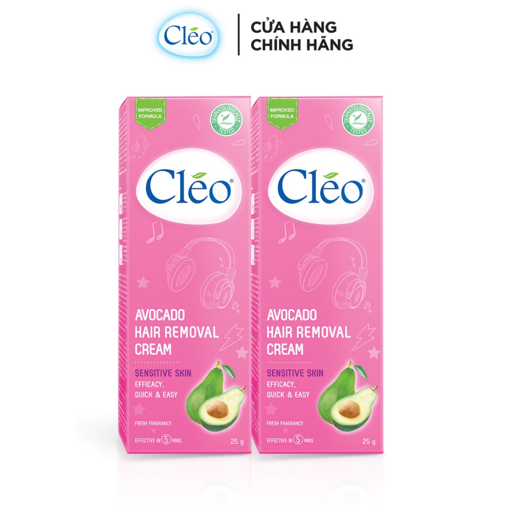 Combo 02 Kem Tẩy Lông Cho Da Nhạy Cảm Cleo Avocado Hair Removal Cream Sensitive Skin 50g