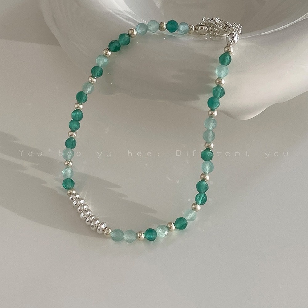 Vòng Tay Chuỗi Hạt Pha Lê Ngọc Trai Tự Nhiên Màu Xanh Lá Phong Cách Hàn Quốc Thời Trang Cho Nữ