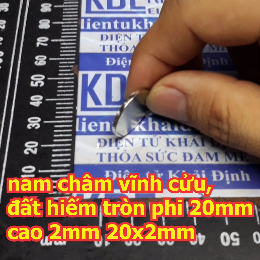 5 cái nam châm vĩnh cửu, nam châm đất hiếm tròn phi 20mm cao 2mm 20x2mm kde5901