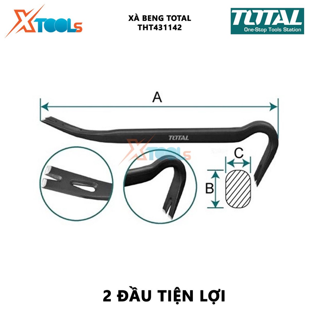 Xà beng TOTAL THT431142 | thanh xà beng kích thước 14&quot;(350mm) x 7/8&quot;(22mm) x 1/2&quot;(12.0mm) [CHÍNH HÃNG] [XTOOLs]