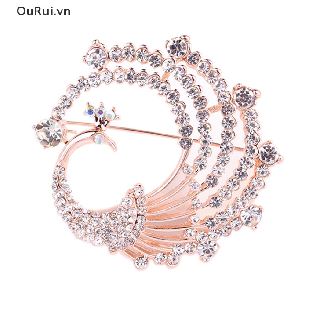 Ghim Cài Áo Hình Con Công Đính Đá Nhân Tạo Thời Trang