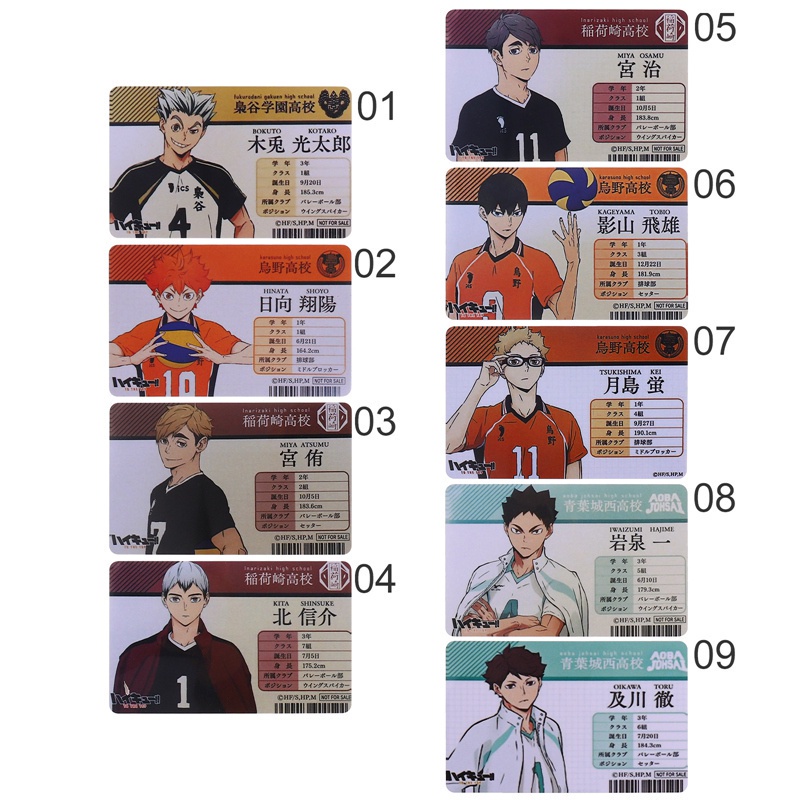 Thẻ ảnh PVC in họa tiết nhân vật anime Haikyuu tùy chọn cho học sinh
