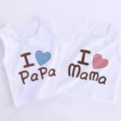 ÁO BA LỖ CHO BÉ TRAI BÉ GÁI MẪU I LOVE MAMA, PAPA