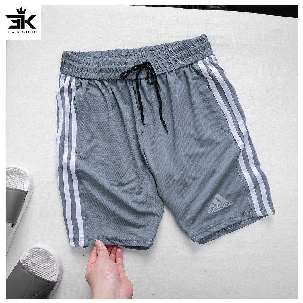 Quần thể thao nam ,quần đùi nam chất liệu kim cương thoáng mát phối kẻ 3 sọc cực đẹp  cho mùa hè