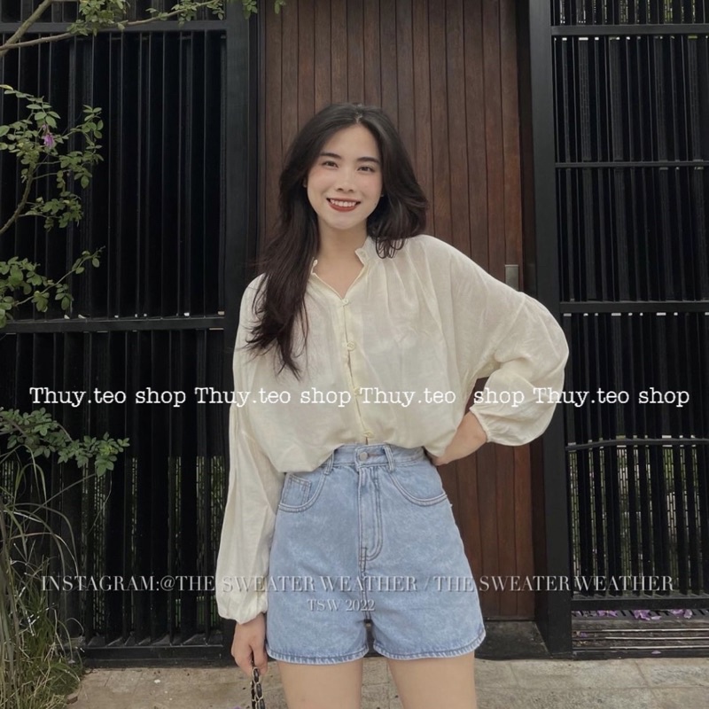 Áo sơ mi tơ cúc nhỏ dài tay bo mềm mát