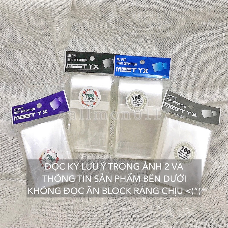 Sleeve MeeT 6.0x8.7cm 6.5x9.0cm dày thường bọc bảo vệ thẻ bài đựng card tranh ảnh