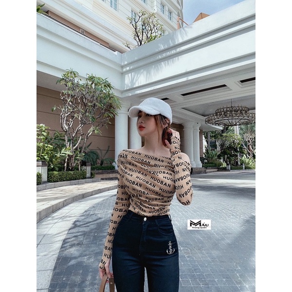 Áo lưới chữ rúm lệch vai