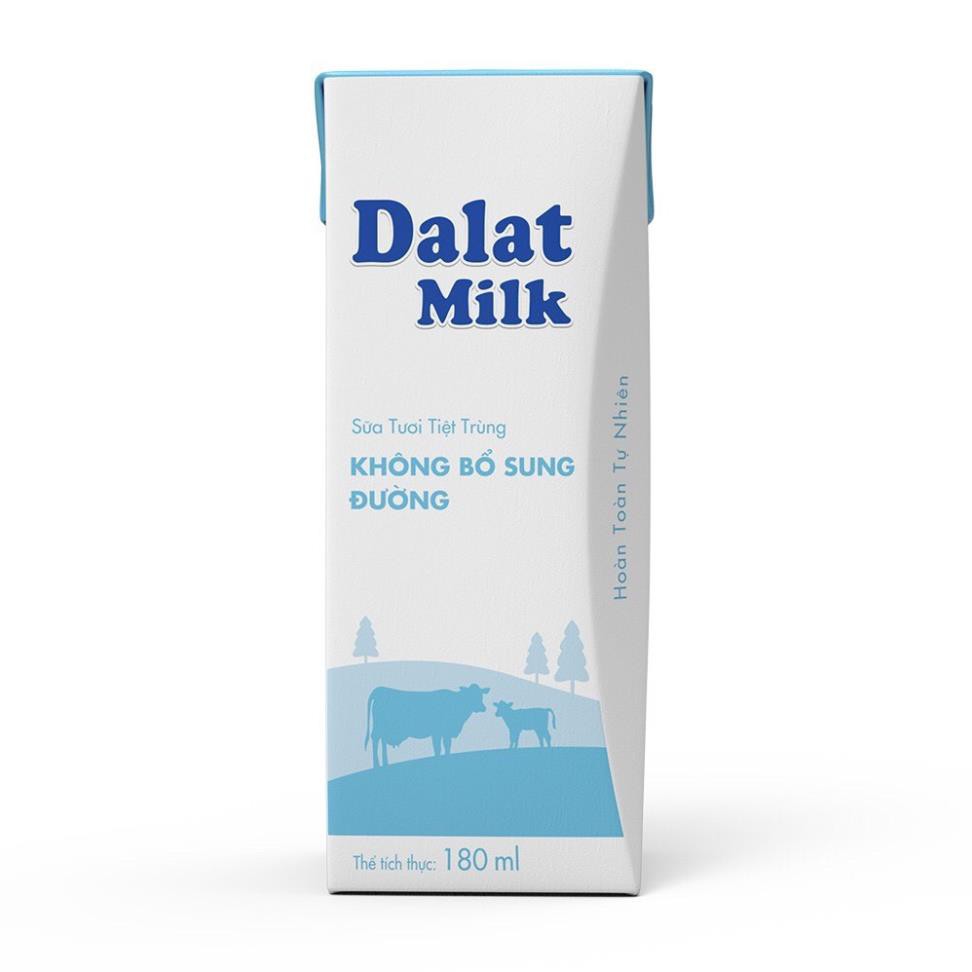 [Hàng Dễ Vỡ] Sữa tươi Đà Lạt Milk ( có đường, ít đường, ko đường) 180ml