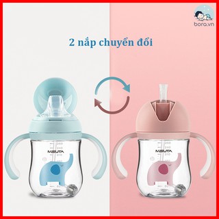 Bình tập uống chống sặc cao cấp Misuta [Chất liệu Tritan, chống đổ, có van thông khí]