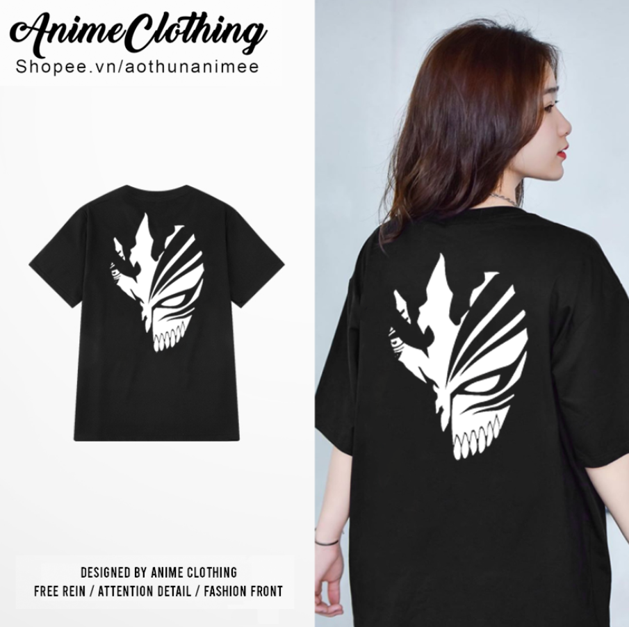 Áo Phông Tay Lỡ Nam Nữ Sứ Giả Thần Chết Bleach Kurosaki Ichigo 100% Cotton Thoáng Mát Phong Cách Dáng Suông