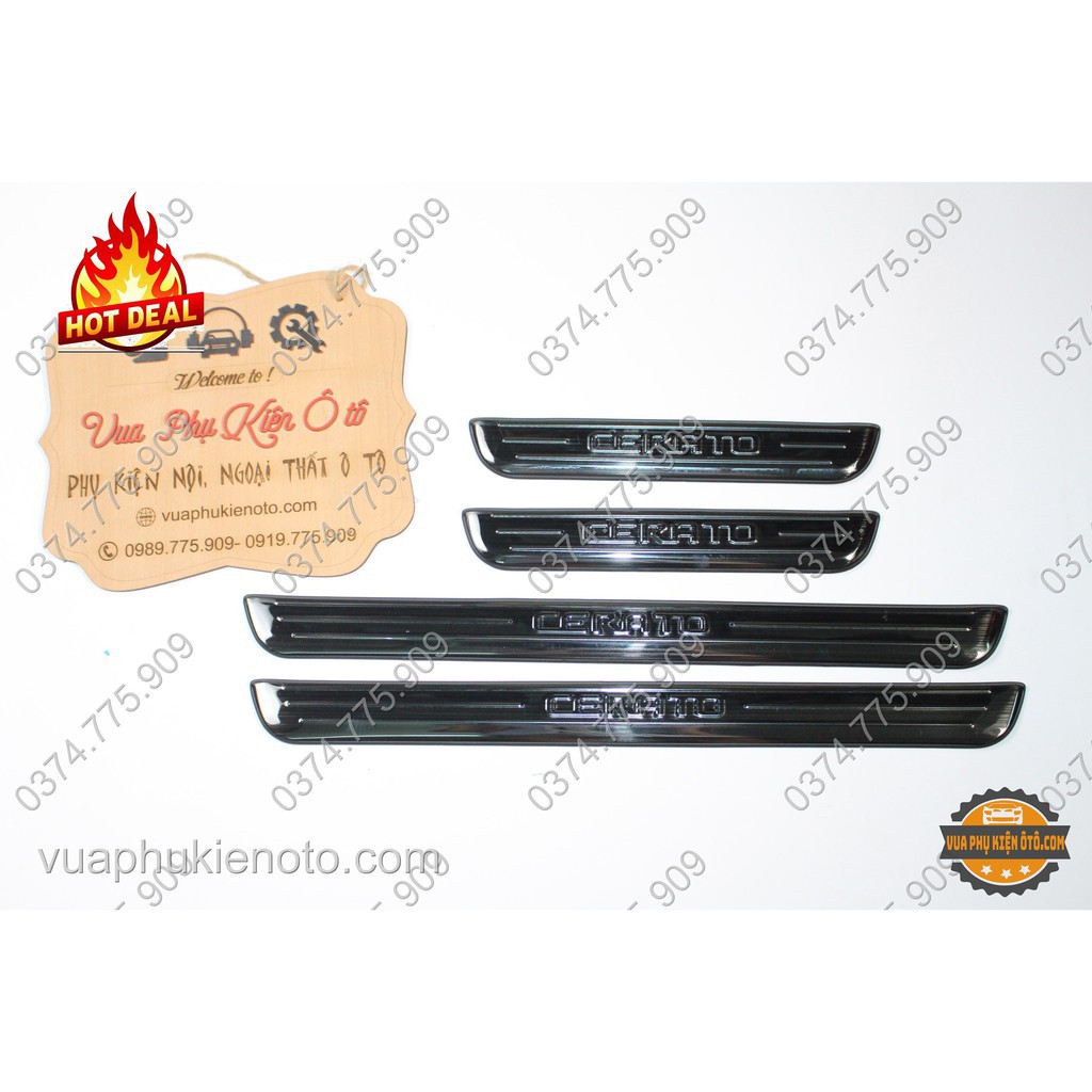 ỐP BẬC CỬA TITAN KIA K3, CERATO 2016- 2018 - BỘ 8 MIẾNG TRONG NGOÀI  +TẶNG keo 3M