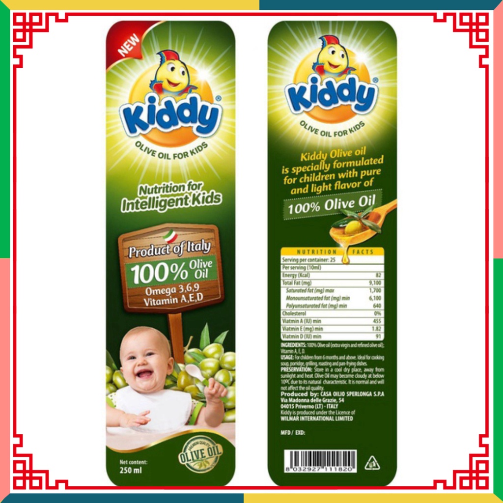 Dầu ăn Kiddy dưỡng chất Olive cho bé 250ml