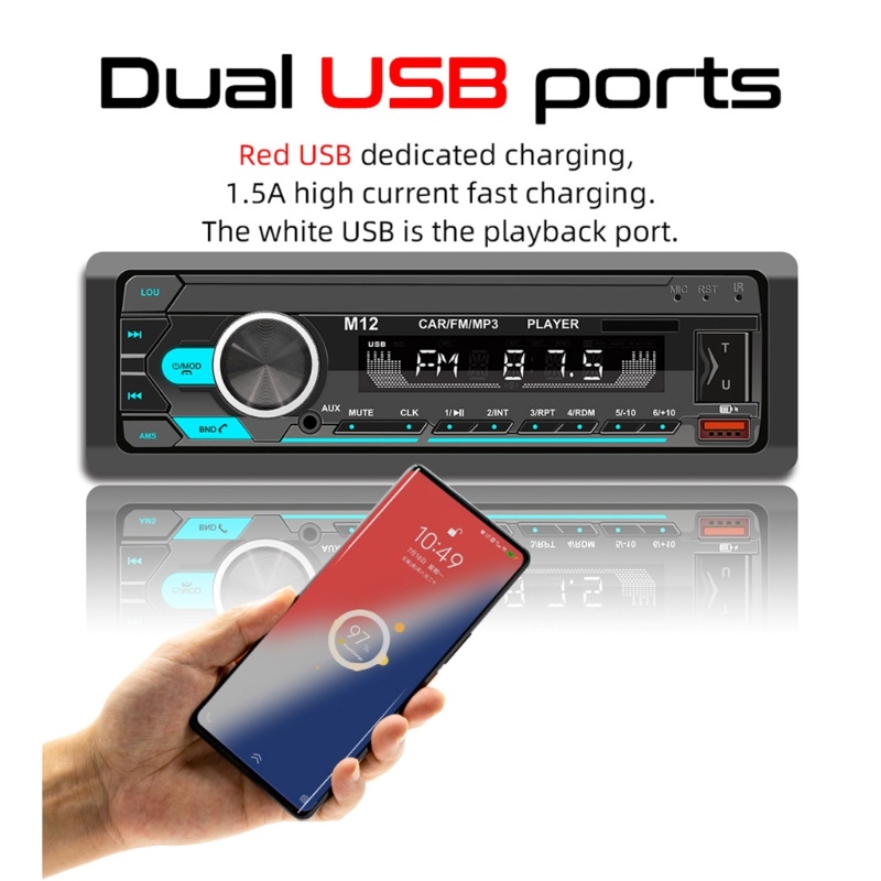 Máy Nghe Nhạc MP3 / Radio Bluetooth Đa Phương Tiện USB Cho Xe Hơi