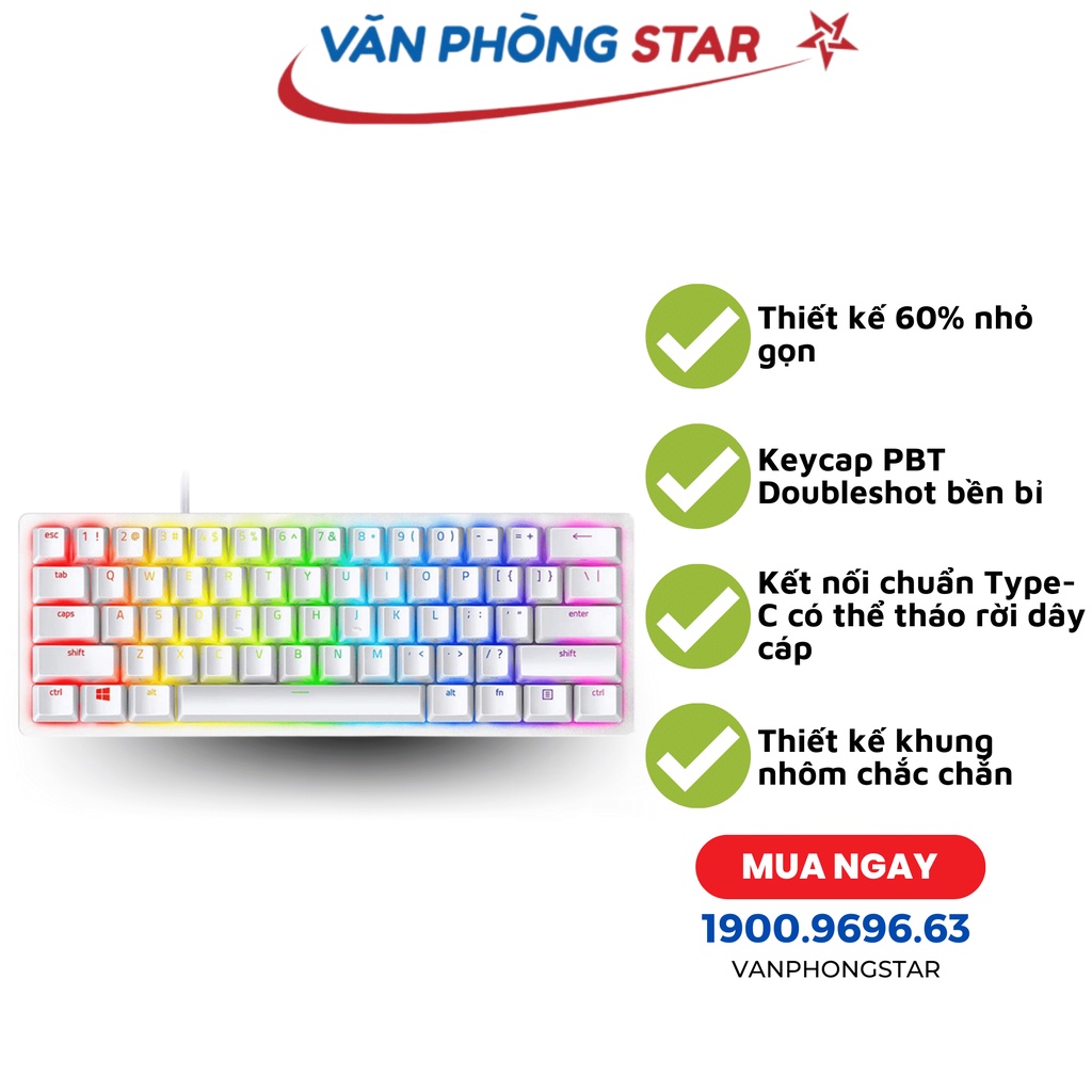 Bàn phím cơ Razer Huntsman Mini Mercury ( Linear Red optical switch)