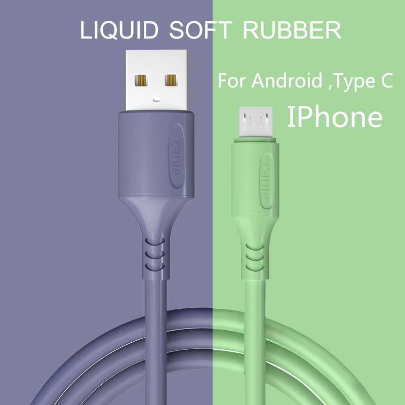 Cáp sạc nhanh Android Type-C 3A silicon mềm màu kẹo thích hợp cho iPhone