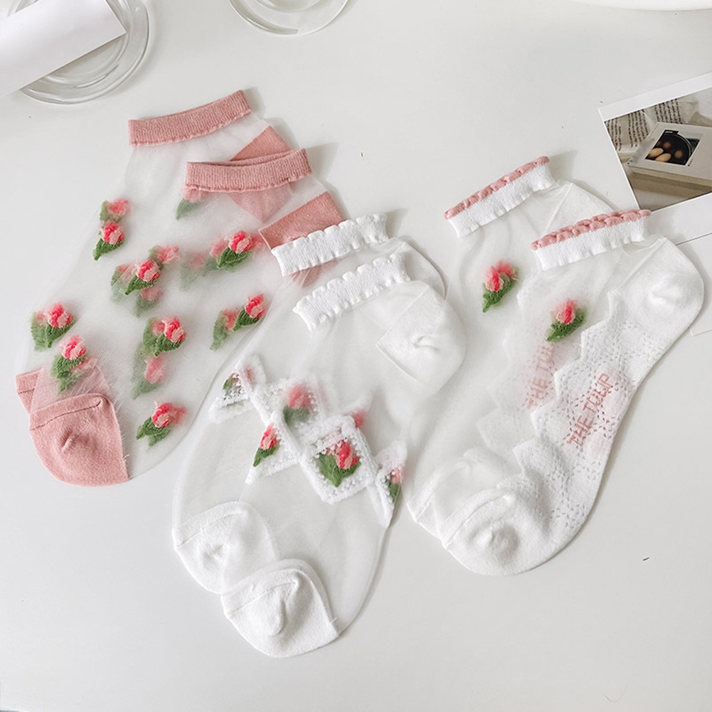 1 Đôi Vớ Ren Ngắn Chống Trượt Thời Trang Cho Nữ