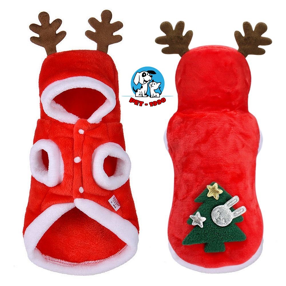 Áo Noel Chó Mèo Thú Cưng Hoạ Tiết Hình Cây Thông Giáng Sinh Có Mũ Siêu Đẹp - Áo Noel Thú Cưng - PET1990