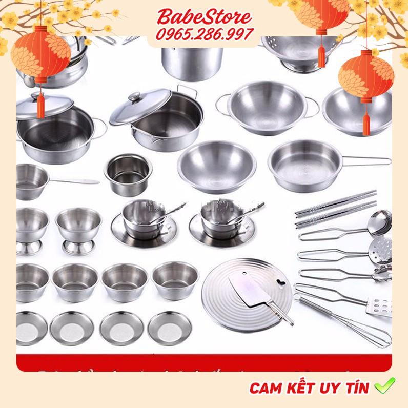 [HỘP TIẾNG ANH] BỘ ĐỒ CHƠI NẤU ĂN BẰNG INOX 40 MÓN CHO BÉ YÊU