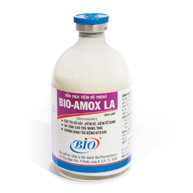 1 chai Bio Amox LA 20ml tác dụng phổ rộng cho vật nuôi