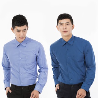Combo 2 áo sơ mi màu dài tay classic 320 Vĩnh Tiến xanh tím - xanh navi