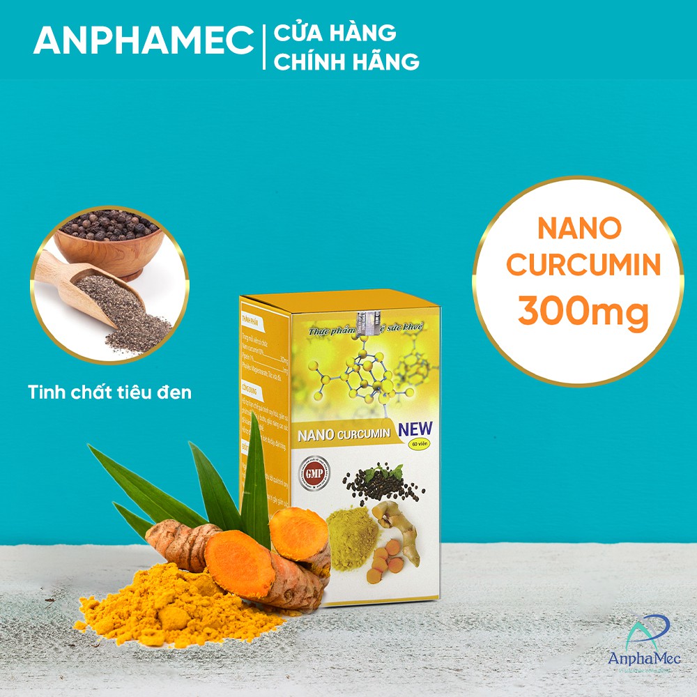 Tinh Nghệ Nano Curcumin New Hỗ Trợ Điều Trị Đau Dạ Dày - Tá Tràng  (Hộp 60 Viên)