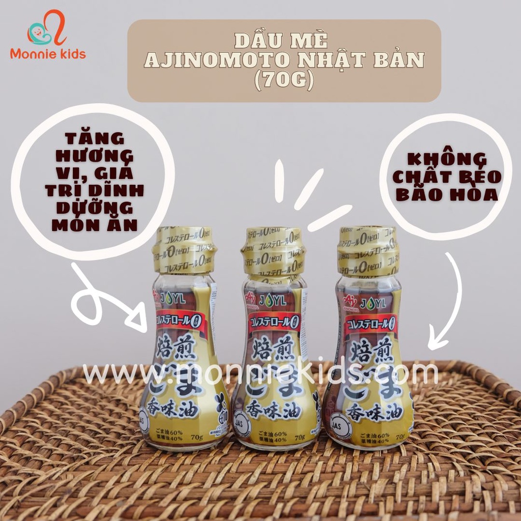 Dầu mè đen nguyên chất cho bé AJINOMOTO Nhật 6m+, dầu thực vật cho bé ăn dặm - Monnie Kids