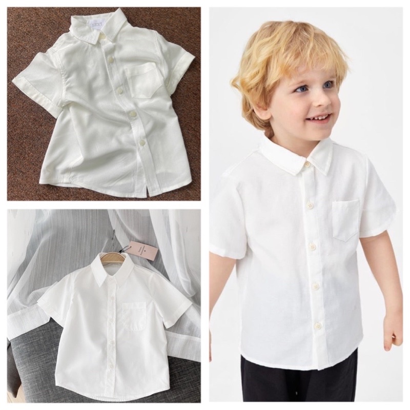 Sơ Mi trắng ngắn tay bé trai siêu xịn mịn size 1 đến 10 tuổi