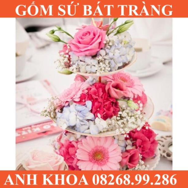 Đĩa tầng đựng hoa, quả, bánh sinh nhật Bát Tràng - Gốm sứ Bát Tràng Anh Khoa
